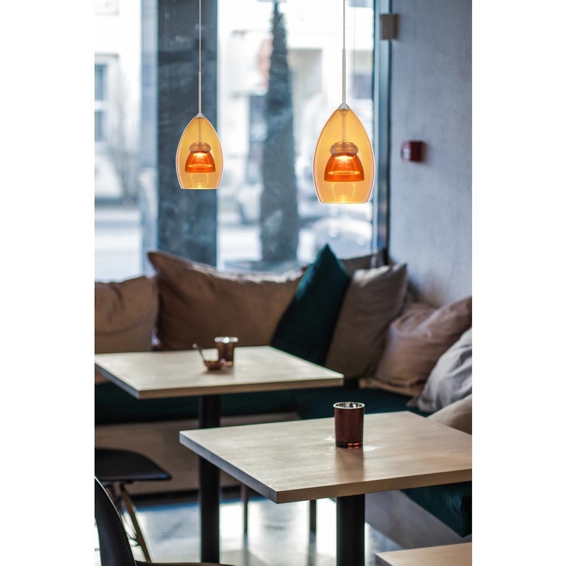 Integrated Dimmable Led Double Glass Mini Pendant Light. 6W, 450 Lumen, 3000K, Amber/Yellow By Cal Lighting