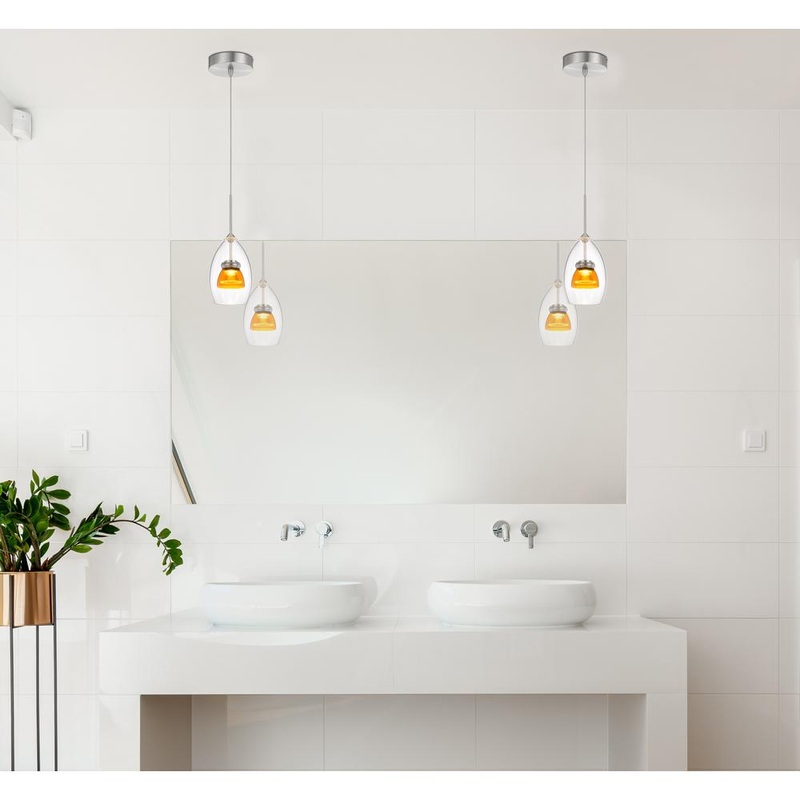 Integrated Dimmable Led Double Glass Mini Pendant Light. 6W, 450 Lumen, 3000K, Clear Yellow By Cal Lighting