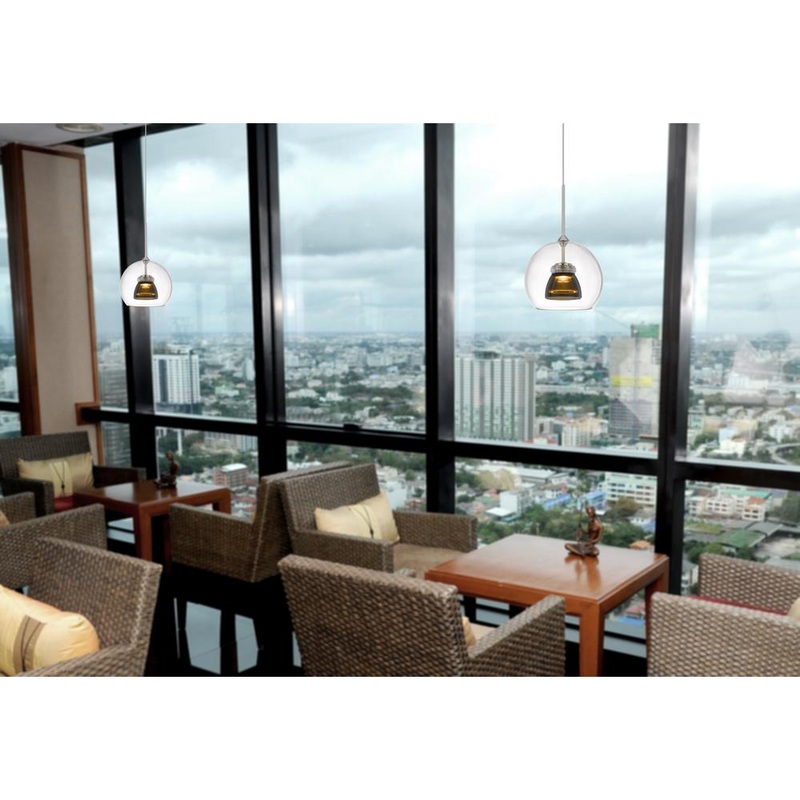Integrated Dimmable Led Double Glass Mini Pendant Light. 6W, 450 Lumen, 3000K In Smoked By Cal Lighting