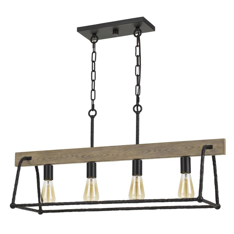 Lockport Hang Forged  Metal/Wood Island Chandelier (Edison Bulbs Not Included) By Cal Lighting