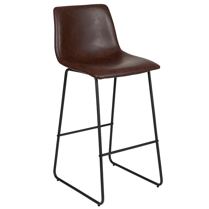 30 Inch Leathersoft Bar Height Barstools In Dark Brown, Set Of 2 By Flash Furniture