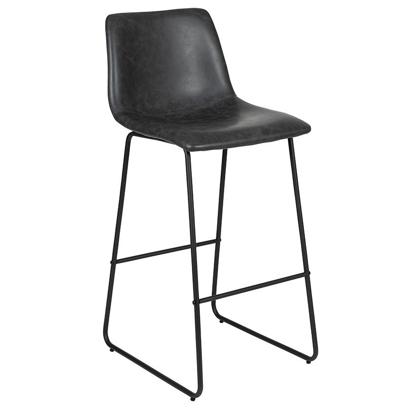 30 Inch Leathersoft Bar Height Barstools In Gray, Set Of 2 By Flash Furniture