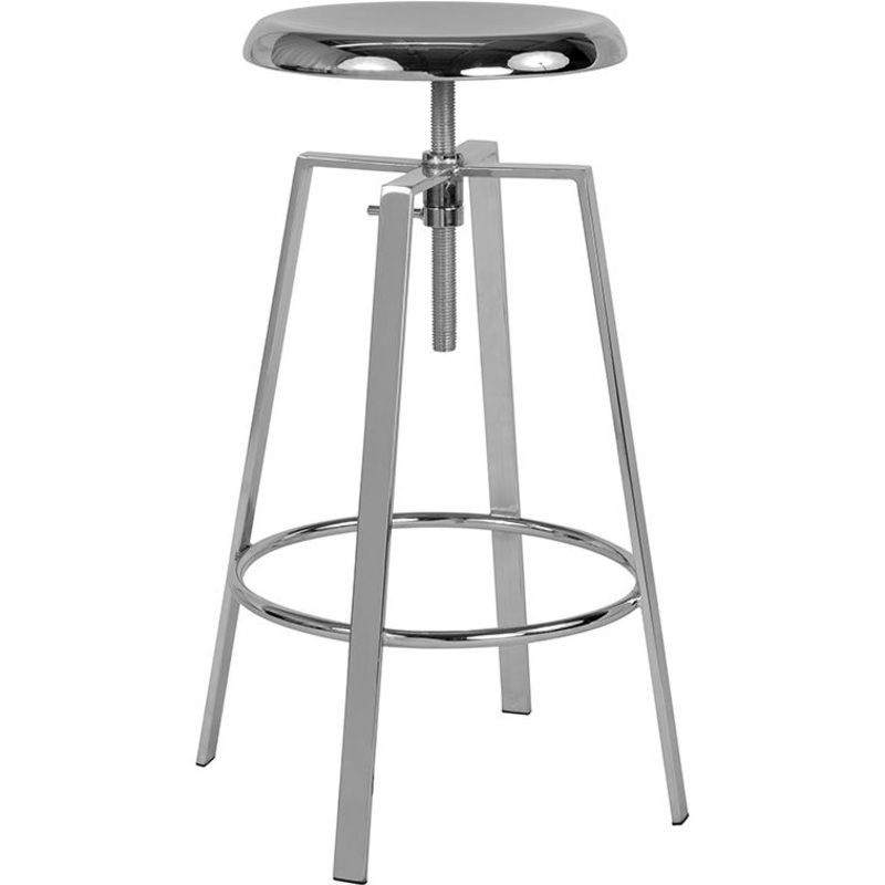 Toledo Industrial Style Barstool With Swivel Lift Adjustable Height Seat In Chrome Finish By Flash Furniture
