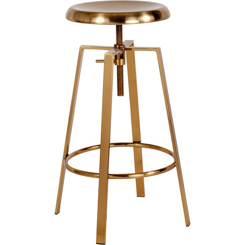 Toledo Industrial Style Barstool With Swivel Lift Adjustable Height Seat In Gold Finish By Flash Furniture