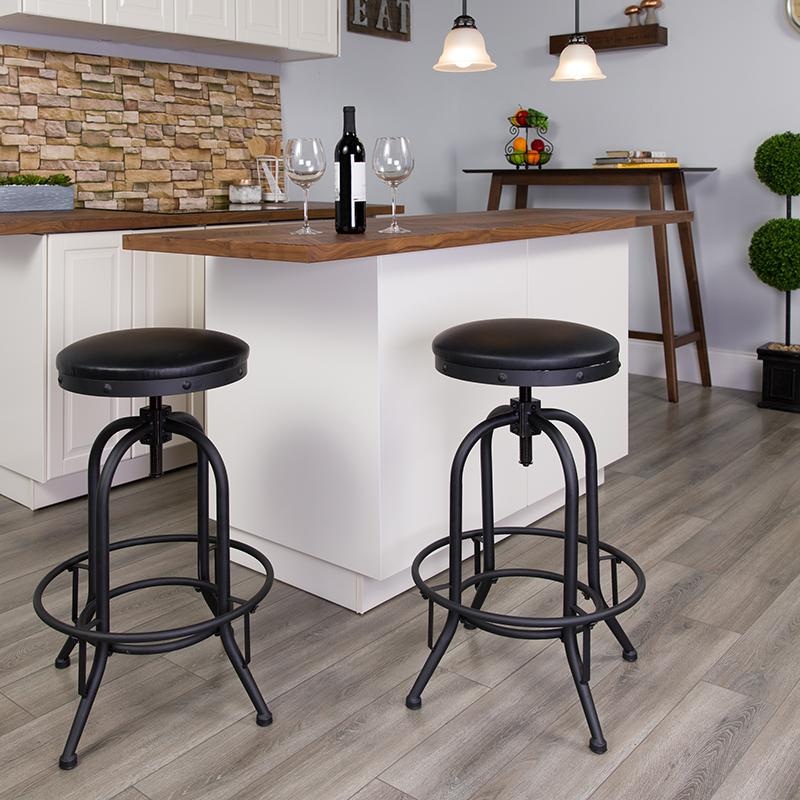 30'' Barstool With Swivel Lift Black Leathersoft Seat By Flash Furniture