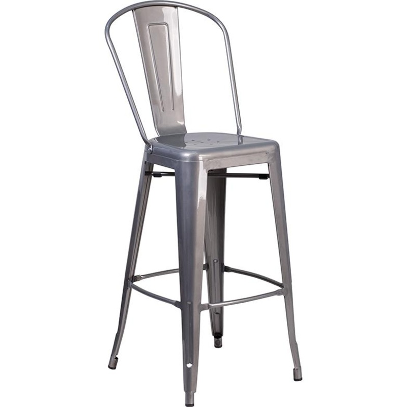 30'' High Clear Coated Indoor Barstool With Back By Flash Furniture