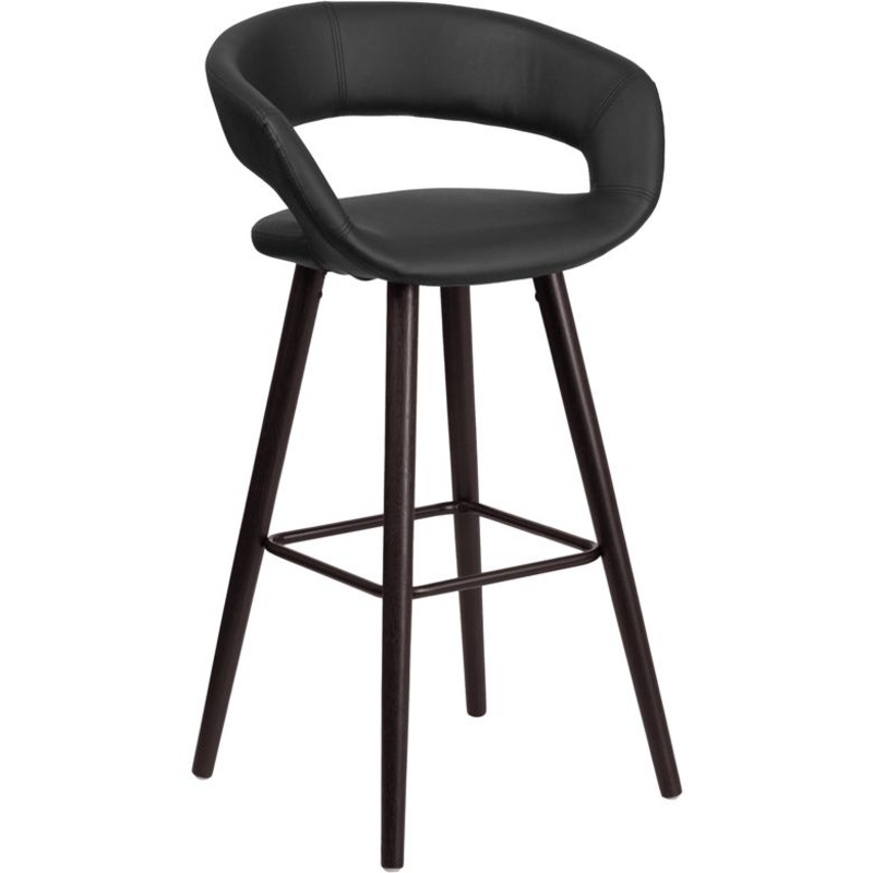 Brynn Series 29'' High Contemporary Cappuccino Wood Barstool In Black Vinyl By Flash Furniture