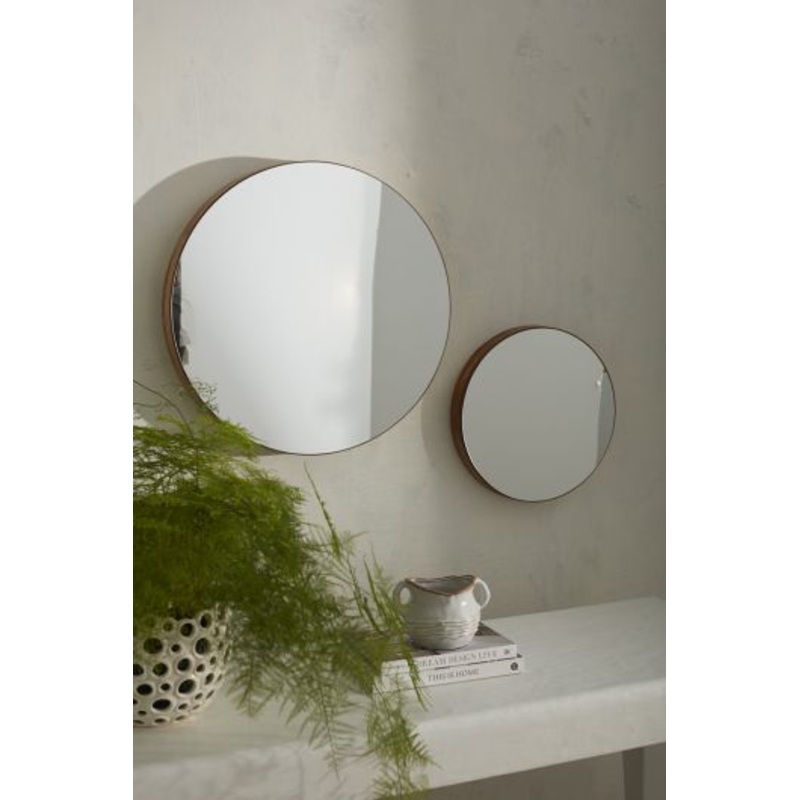 Kalista Round Mirror With Wood Frame-2 sizes By Accent Decor