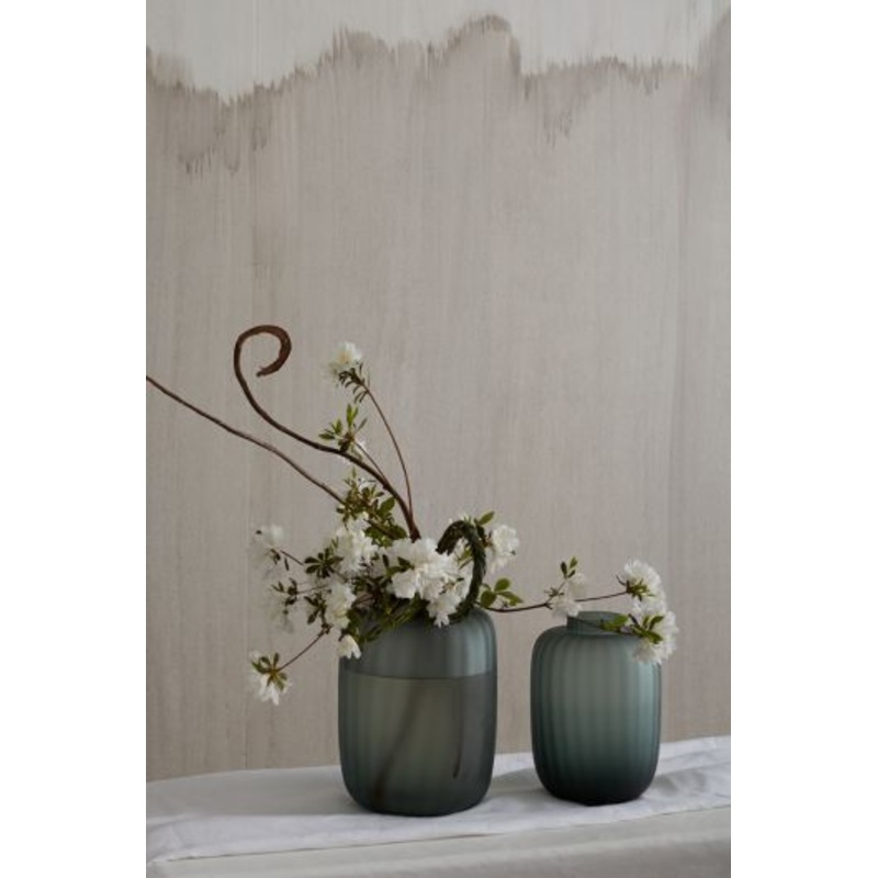 Prasinos Ribbed Glass Green Vase By Accent Decor