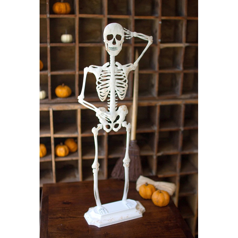 Rustic White Metal Skeleton On A Stand By Kalalou