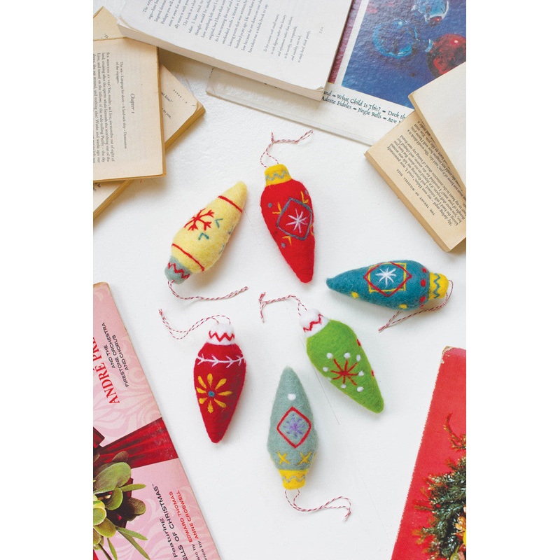 Set Of Six Felt Christmas Ornaments By Kalalou