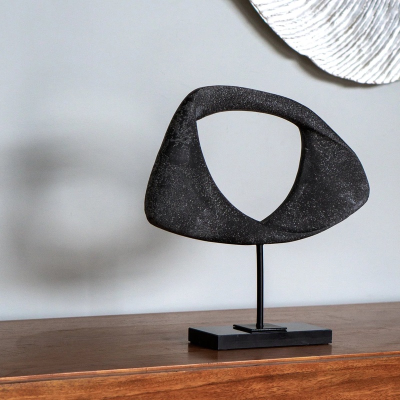 Globus 13"H Sculpture, Black By Gold Leaf Design Group