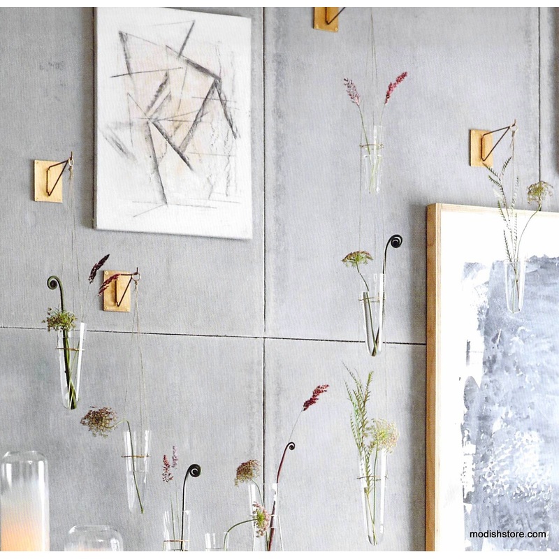 Brass Ring Hanging Clear Glass Vases