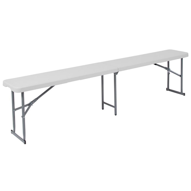 10.25''W X 71''L Bi-Fold Granite White Plastic Bench With Carrying Handle By Flash Furniture