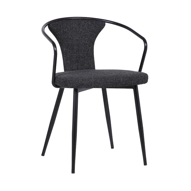 19 Inch Modern Fabric Dining Chair with Curved Back, Black By Benzara
