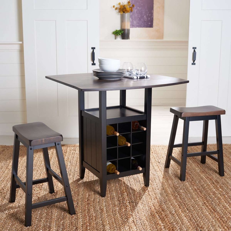 Safavieh Emeric 3 Pc Set Drop Leaf Pub Table - Dark Espresso
