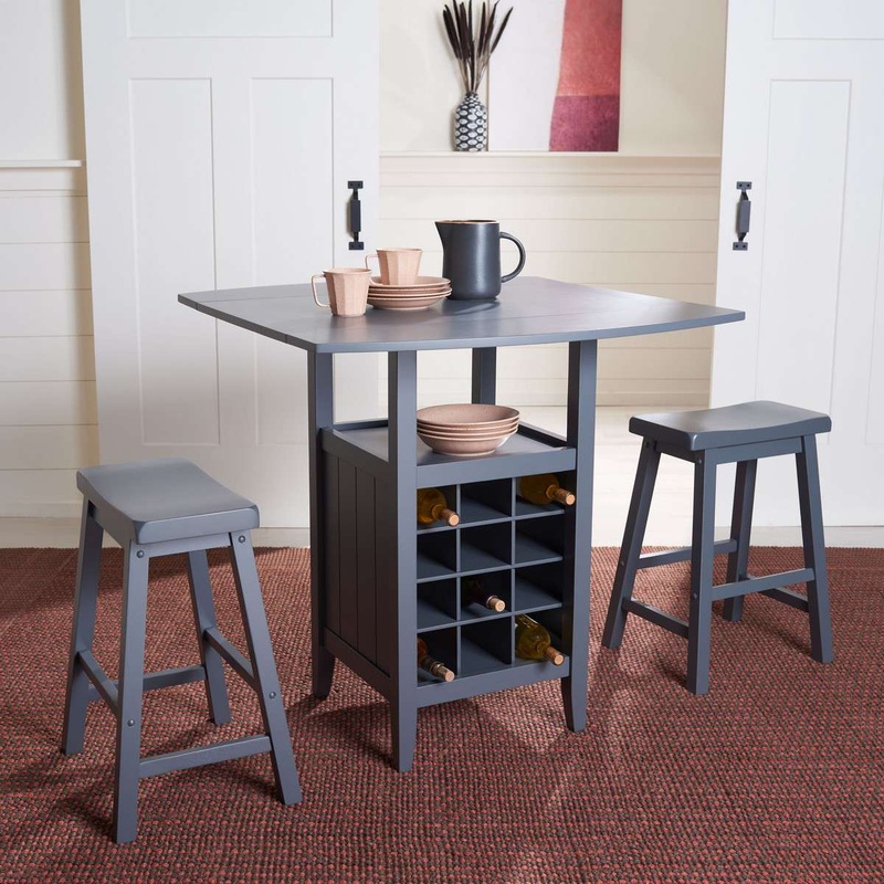 Safavieh Emeric 3 Pc Set Drop Leaf Pub Table - Gray