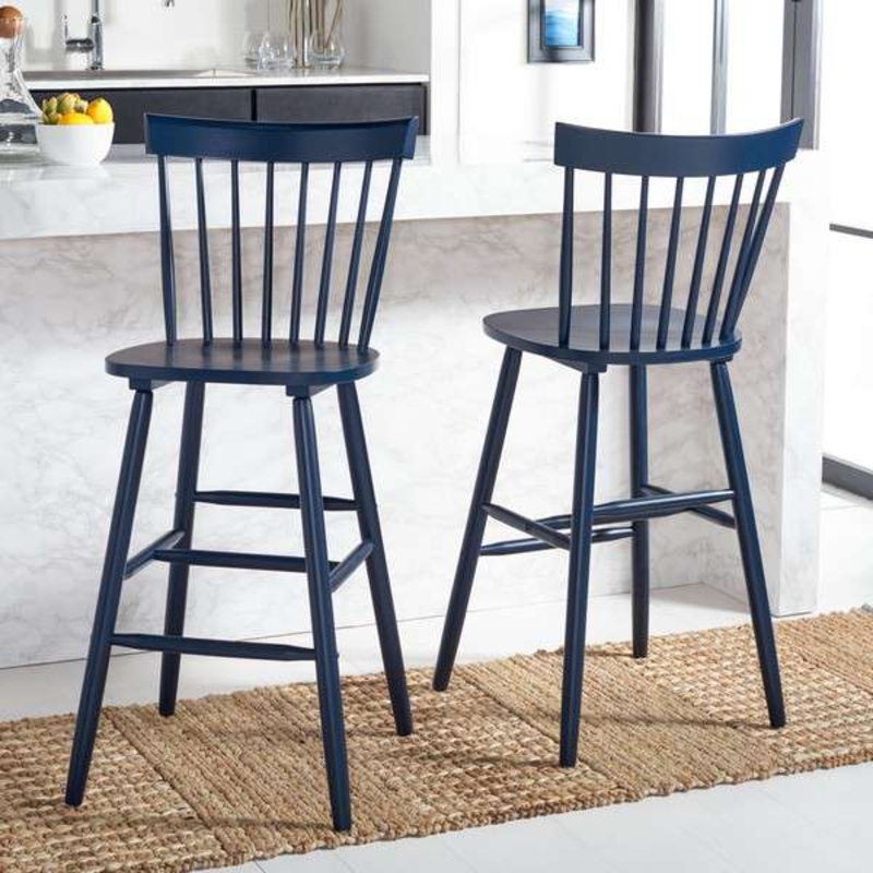 Safavieh Providence Bar Stool Set Of 2 - Navy