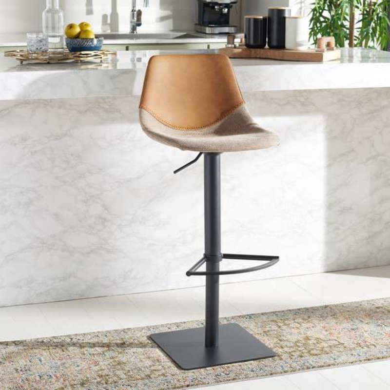 Safavieh Rylen Gas Lift Bar Stool - Cognac