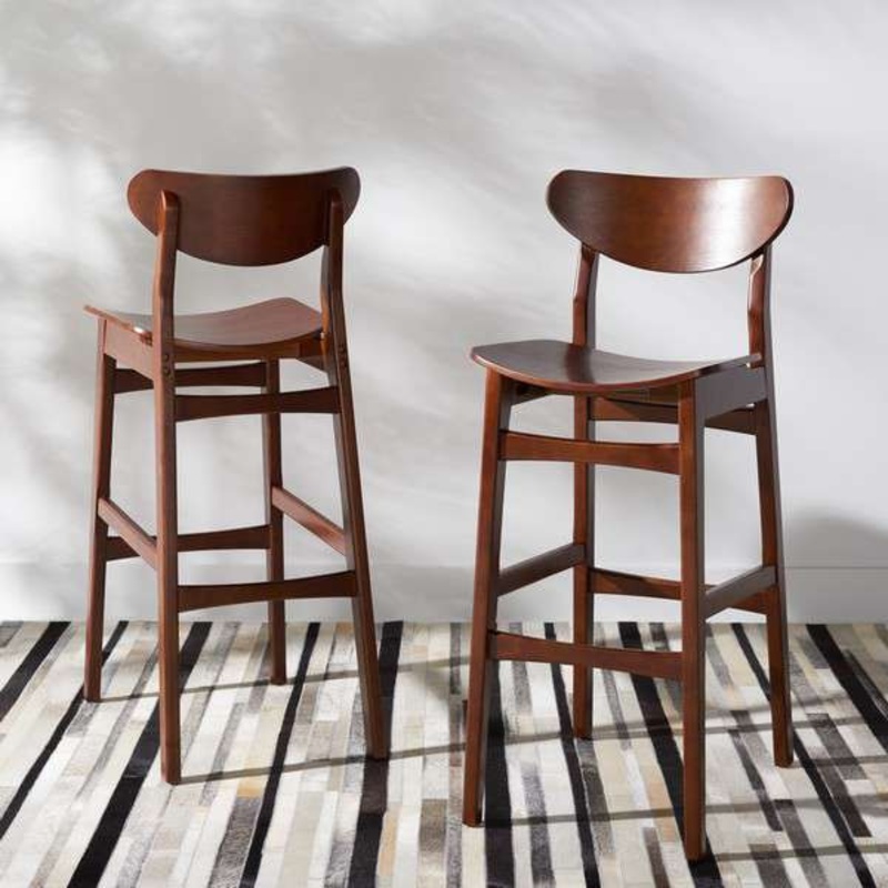 Safavieh Thaxton Bar Stool Set Of 2 - Walnut