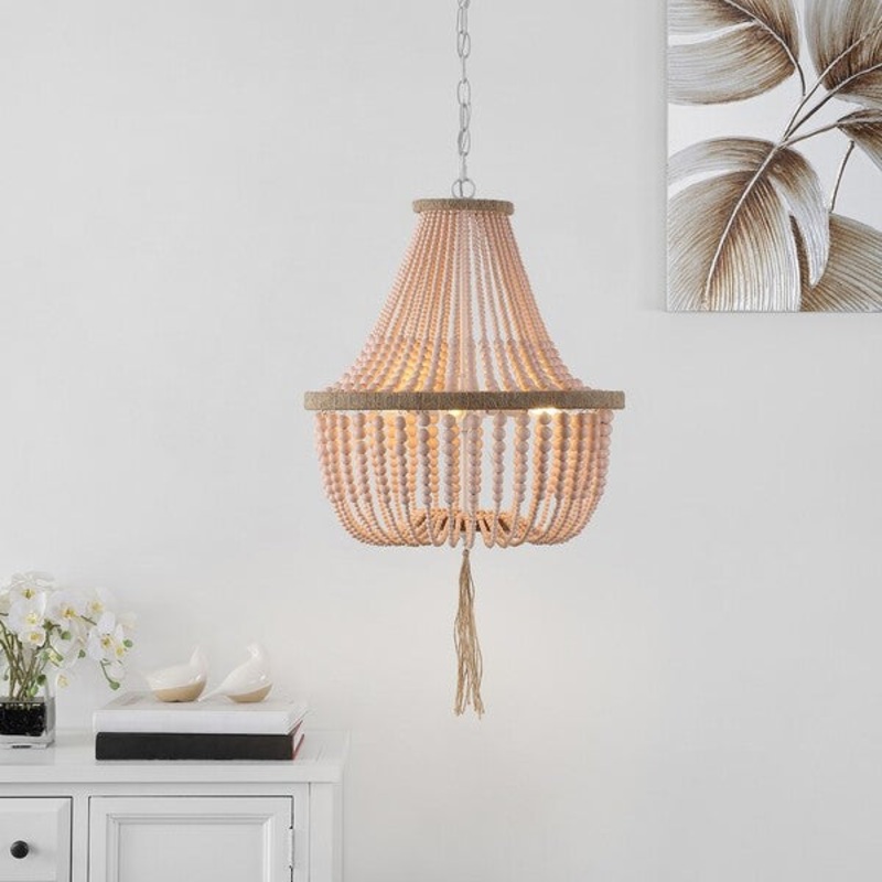 Safavieh Lush Kristi 3 Light 16.5 Inch Dia Blush Beaded Pendant - Blush