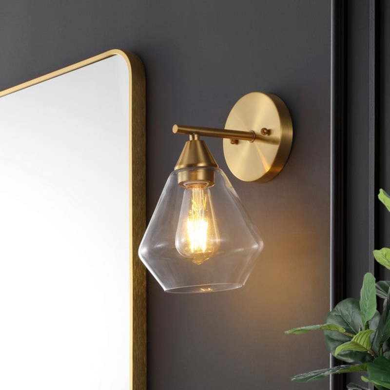 Safavieh Lyona, 8.5 Inch, Gold/Clear, Iron/Glass Wall Sconce Set Of 2 Set Of 2 - Gold