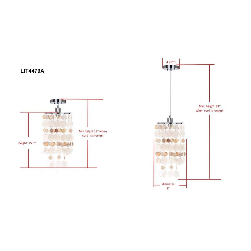 Safavieh Modern Capiz 1 Light 9-Inch Dia Pendant - Natural Cream