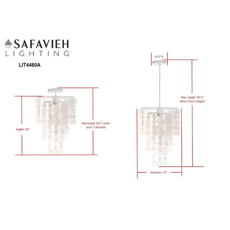 Safavieh Pearl Capiz 1 Light 13-Inch Dia Pendant - White