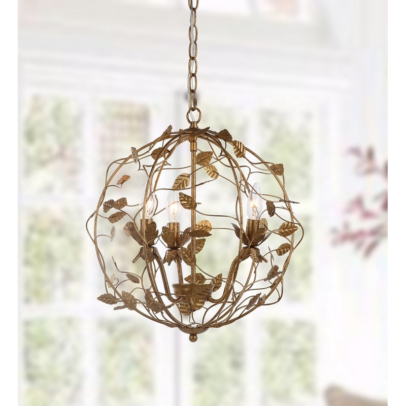 Safavieh Austen Cage Chandelier - Gold Leaf