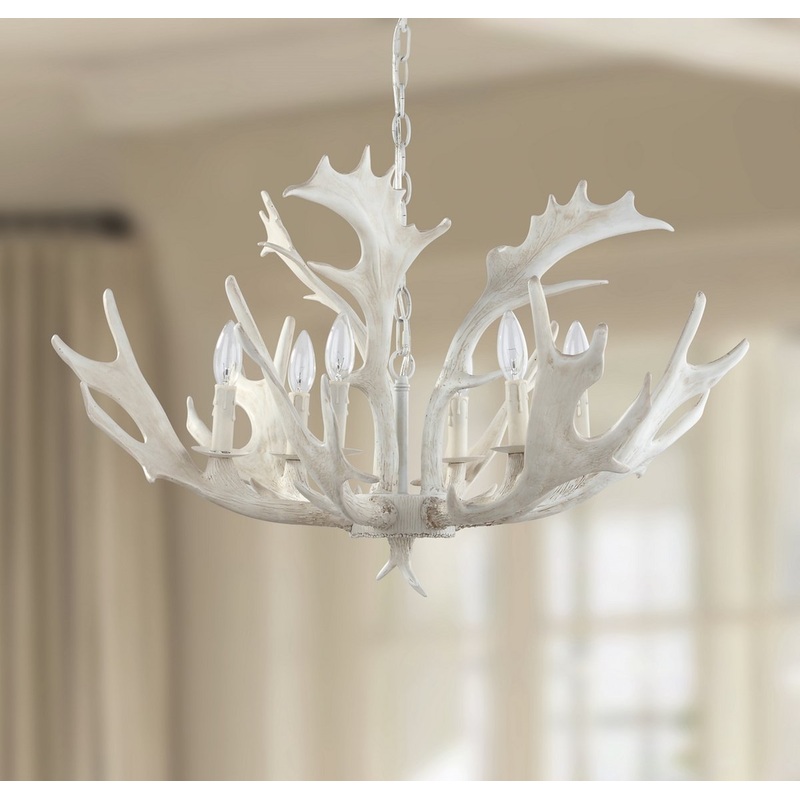 Safavieh Birch 30-Inch Dia Antler Chandelier - White