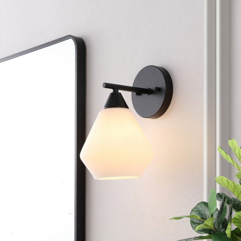 Safavieh Lyona, 8.5 Inch, Black/White, Iron/Glass Wall Sconce Set Of 2 Set Of 2 - Black