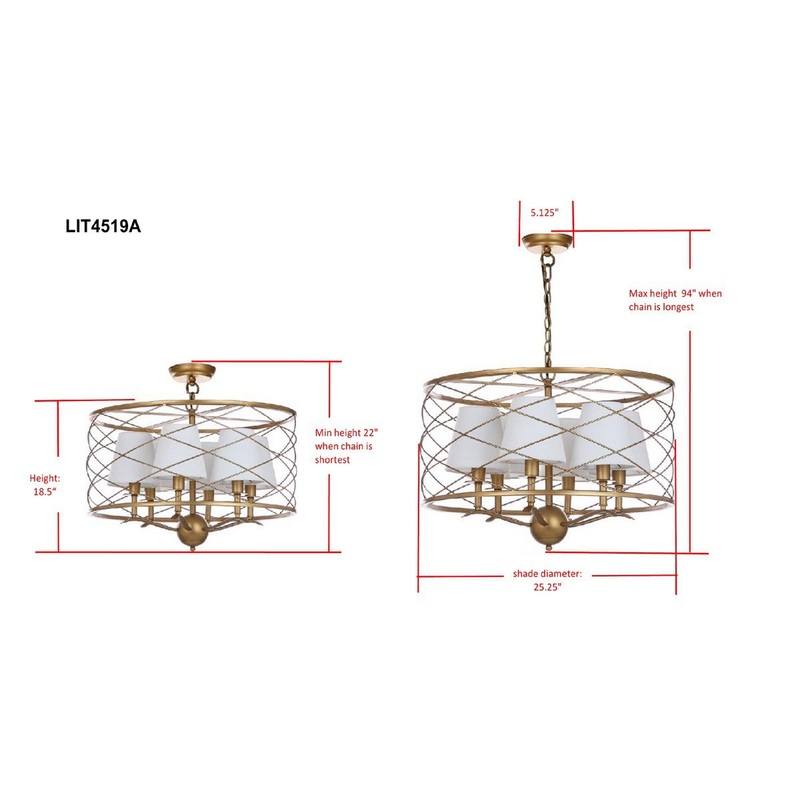 Safavieh Thea 25.25-Inch Dia Adjustable Pendant Lamp - Gold