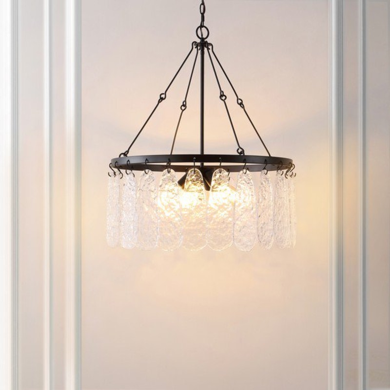 Safavieh Aremythia, 6 Light, 25 Inch, Black/Clear, Iron/Glass Chandelier - Black
