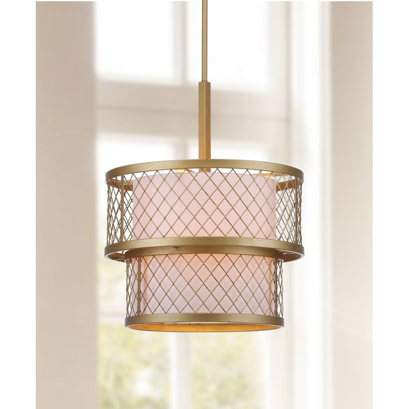 Safavieh Evie Antique 6 Light Gold 17-Inch Dia Mesh Adjustable Pendant - Antique Gold