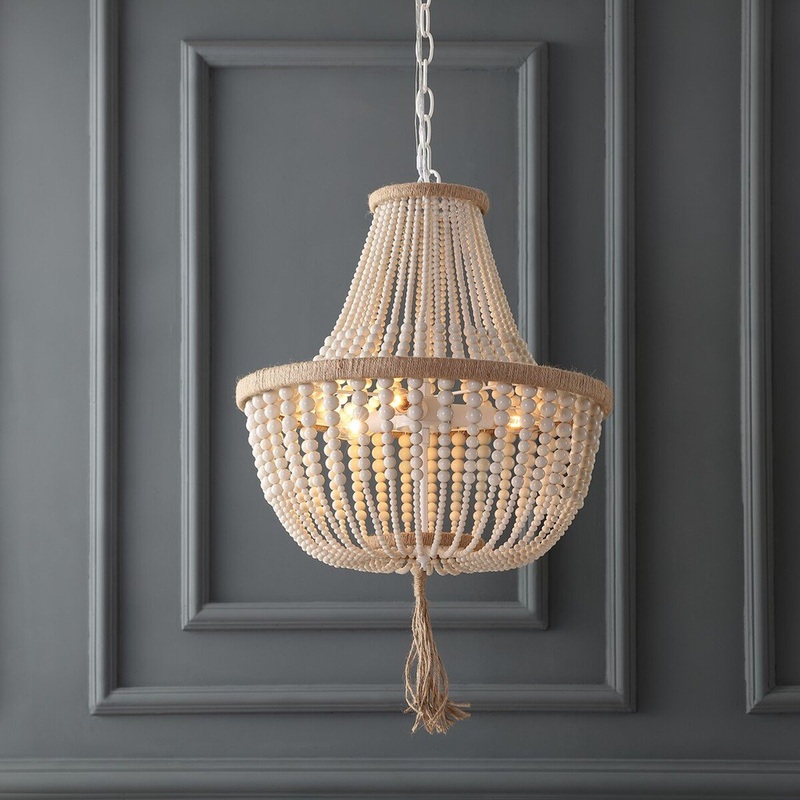 Safavieh Lush Kristi 3 Light 16.5-Inch Dia Cream Beaded Pendant - Cream