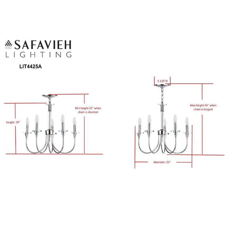 Safavieh Sharon 5 Light Chrome 21-Inch Dia Adjustable Chandelier - Chrome