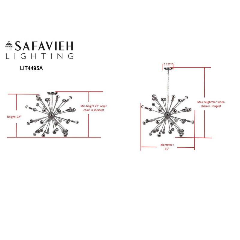 Safavieh Starburst Sputnik 20 Light Chrome 31-Inch Dia Pendant - Chrome