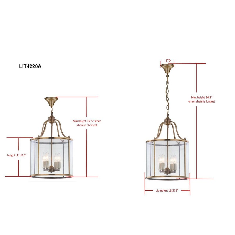 Safavieh Sutton Place 4 Light Brass 13.4-Inch Dia Pendant - Brass
