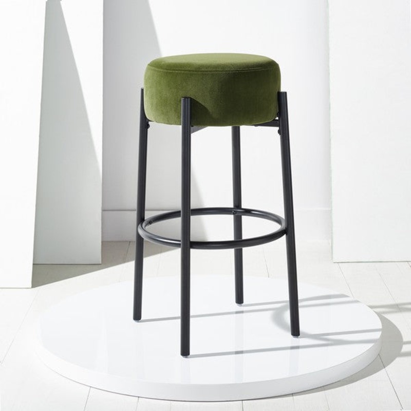 Safavieh Paisleigh Metal Leg Barstool - Forest Green