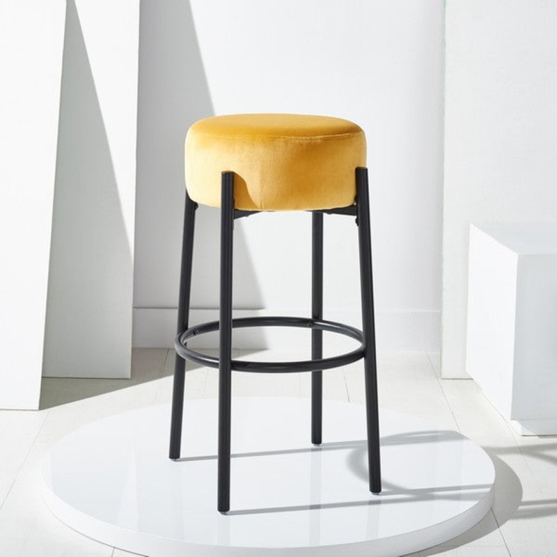 Safavieh Paisleigh Metal Leg Barstool - Mustard
