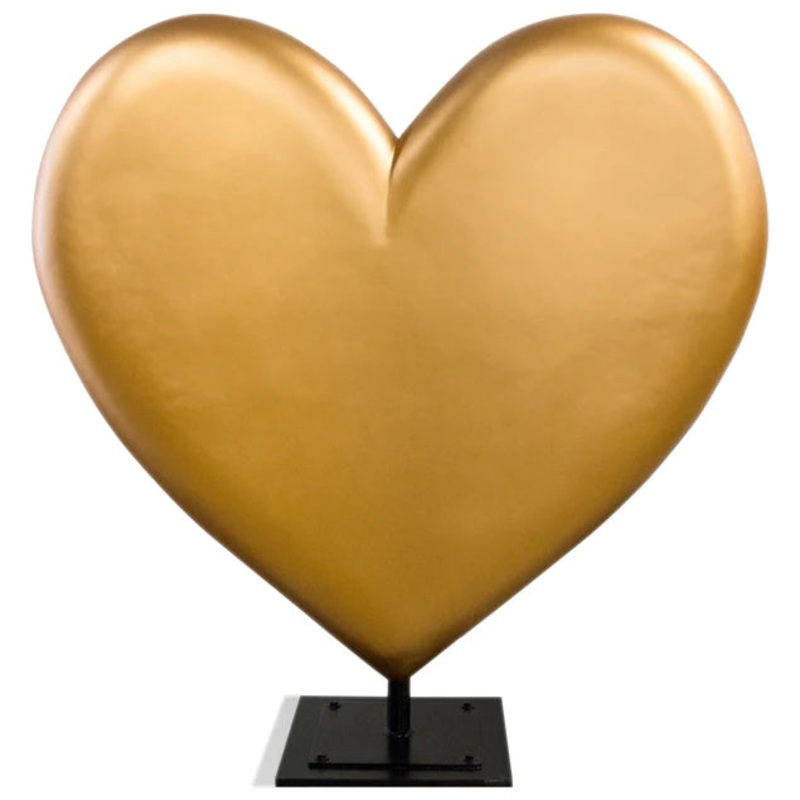 Fiberglass UV  Heart Throb Sculpture, Gold By Gold Leaf Design Group
