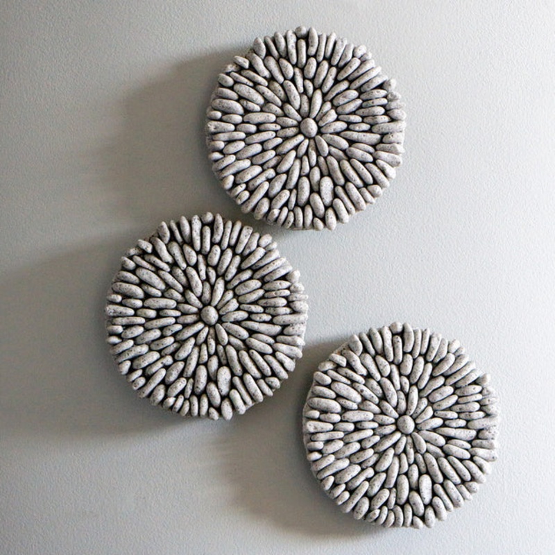 River Rock 6.75"D Wall Art, Gr Set Of 3 By Gold Leaf Design Group