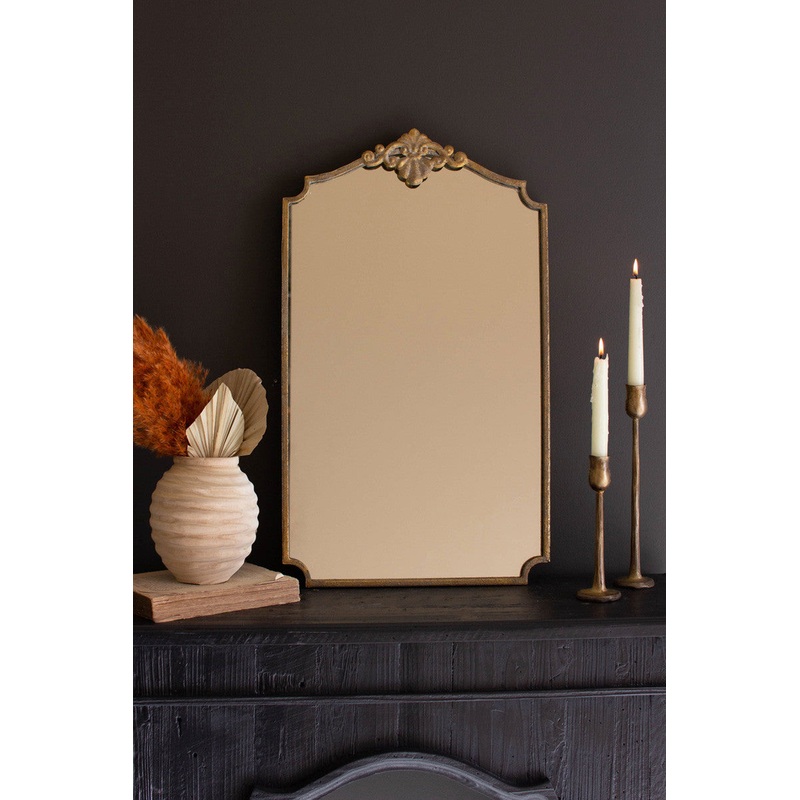 Antique Brass Vertical Wall Mirror By Kalalou
