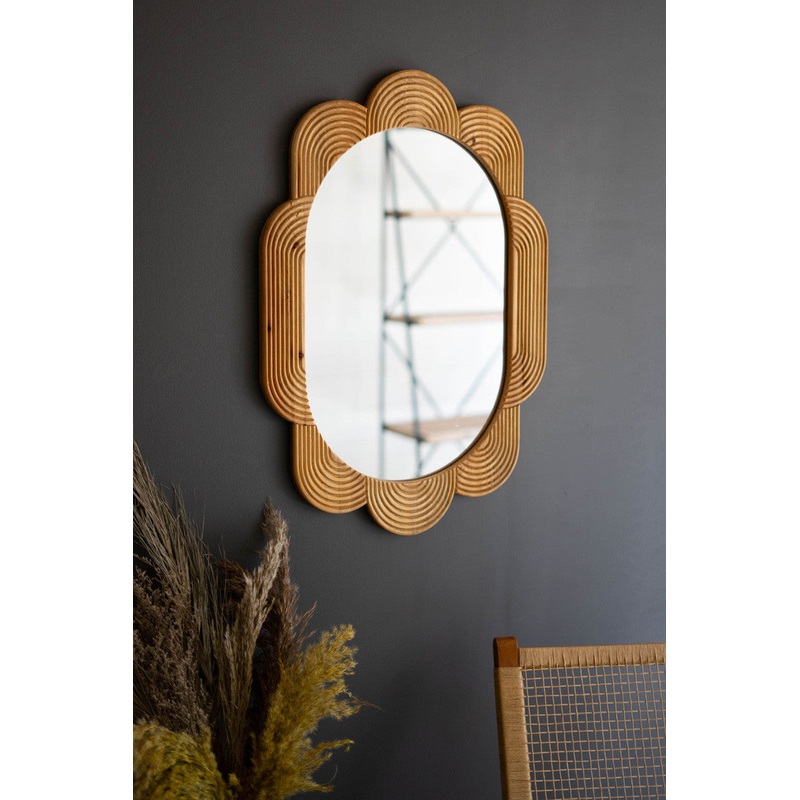 Grooved Wood Framed Mirror By Kalalou