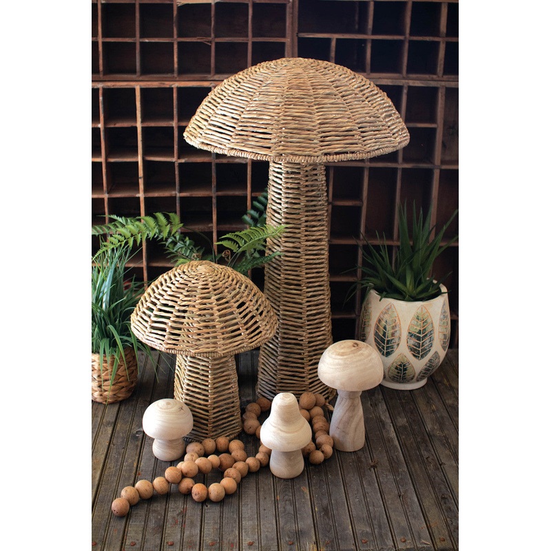 Set Of Two Woven Seagrass Mushrooms By Kalalou