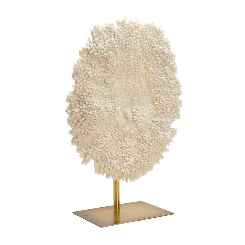 26 1/2" Whte Poly Coral Sculp. Resin/Iron By Tozai Home