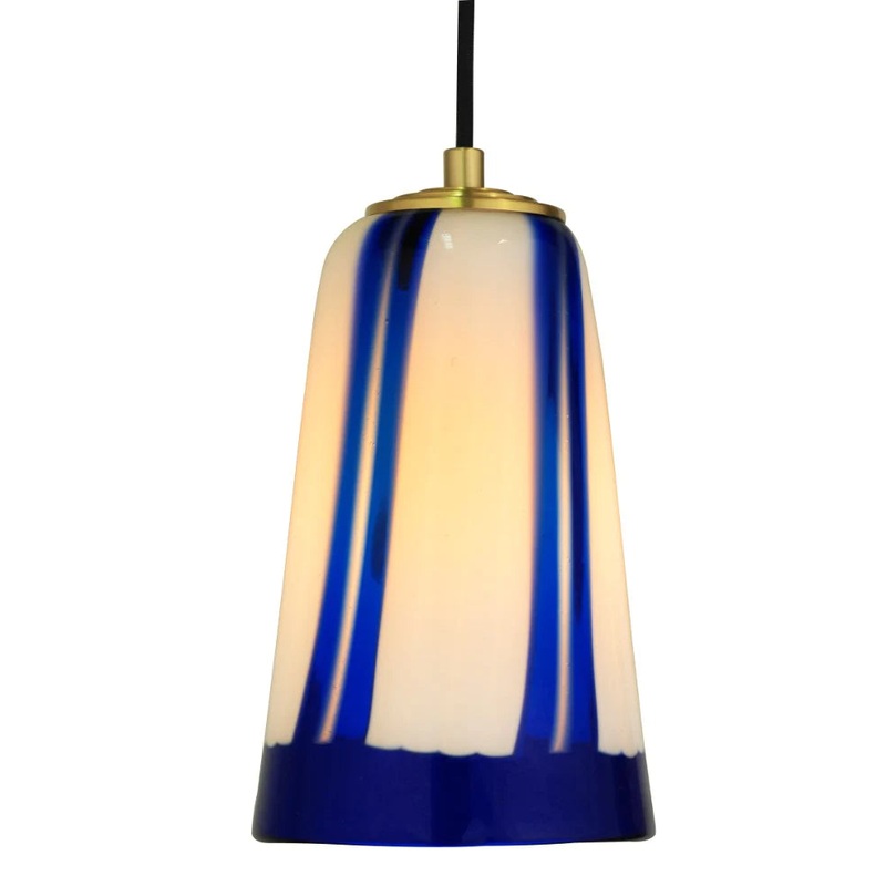 Oggetti Stripes Pendant, Cobalt/Brass