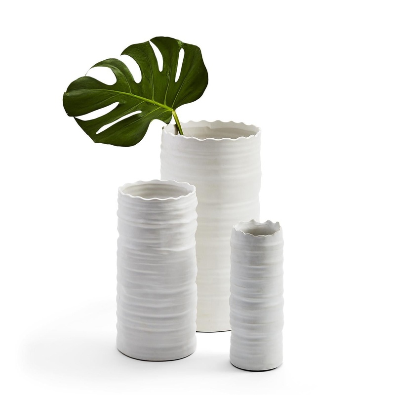 White Organic Cylinder Vase Set Of 9 By Two's Company