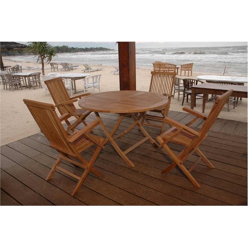 Bahama Classic Folding Armchair 5-Pieces Dining Set By Anderson Teak