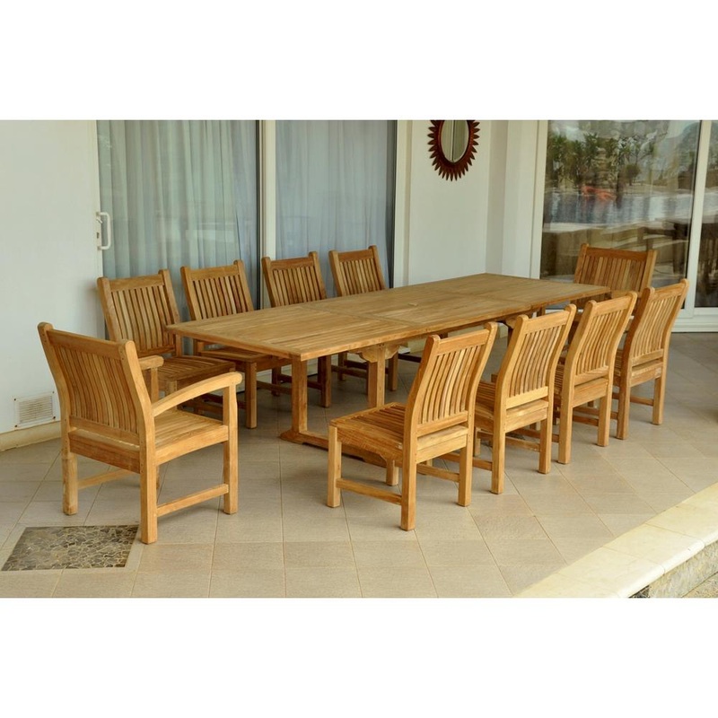 Bahama Sahara 11-Pieces 10' Rectangular Dining Set By Anderson Teak